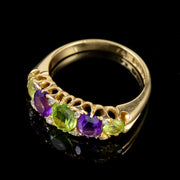 Antique Suffragette Peridot Amethyst Ring Edwardian Dated 1905