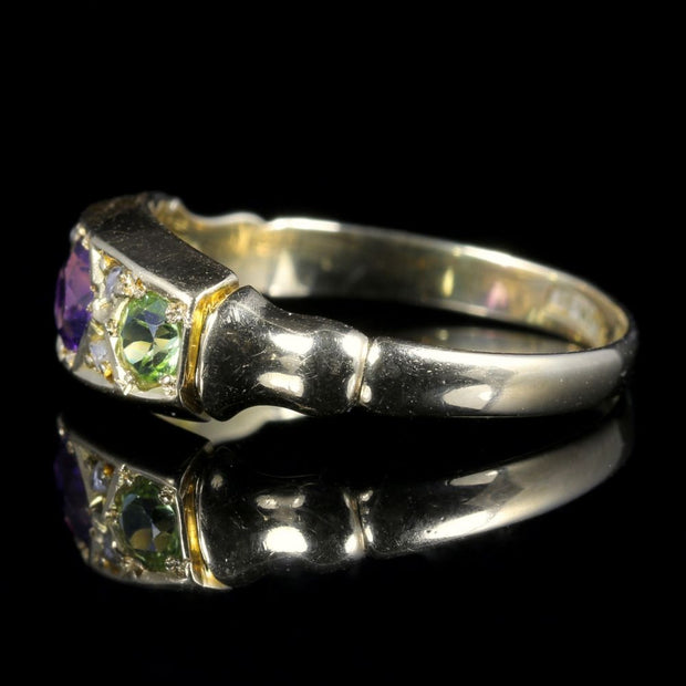Antique Suffragette Ring Amethyst Peridot Diamond Dated 1902
