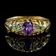 Antique Suffragette Ring Amethyst Peridot Diamond Edwardian Circa 1910