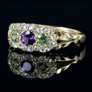 Antique Suffragette Victorian Ring 18Ct Gold Diamond Amethyst Peridot