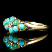 Antique Georgian Turquoise Diamond Ring 18Ct Gold
