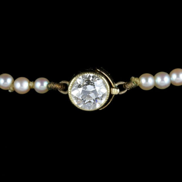 Antique Victorian Pearl Diamond Necklace Circa 1900