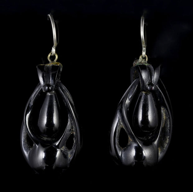 Antique Victorian Whitby Jet Earrings