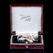 Antique Victorian 18Ct Gold Platinum Diamond Brooch 6Ct Of Diamonds Original Box