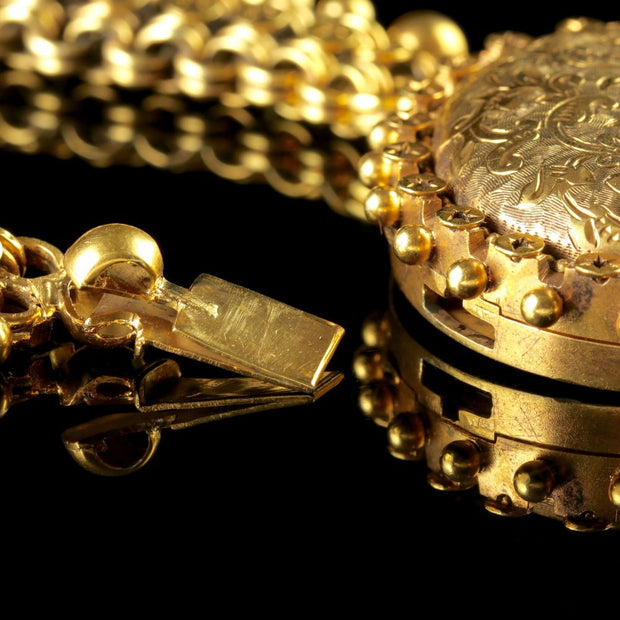 Antique Victorian 18Ct Gold Silver Collar And Locket Circa 1880