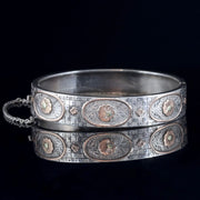 Antique Victorian 18Ct Gold Silver Forget Me Not Bangle Circa 1890