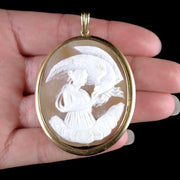 Antique Victorian Hebe And Eagle Cameo Pendant 9ct Gold