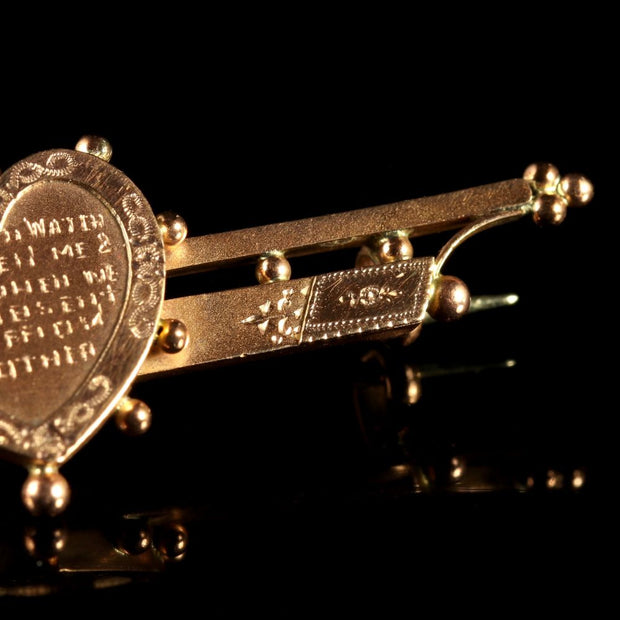 Antique Victorian 9Ct Gold Mizpah Brooch Circa 1880