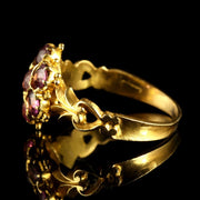 Antique Victorian Almandine Garnet Cluster Ring 18Ct Gold