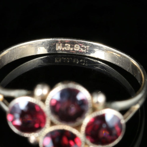 Antique Victorian Almandine Garnet Ring Circa 1900