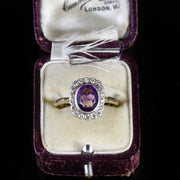 Antique Victorian Amethyst Diamond Cluster Ring Circa 1900
