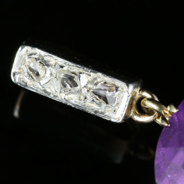 Antique Victorian Amethyst Diamond Pendant Circa 1900 9Ct Gold