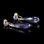Antique Victorian Amethyst Earrings 9ct Gold Screw Back Circa 1900