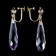 Antique Victorian Amethyst Earrings 9ct Gold Screw Back Circa 1900