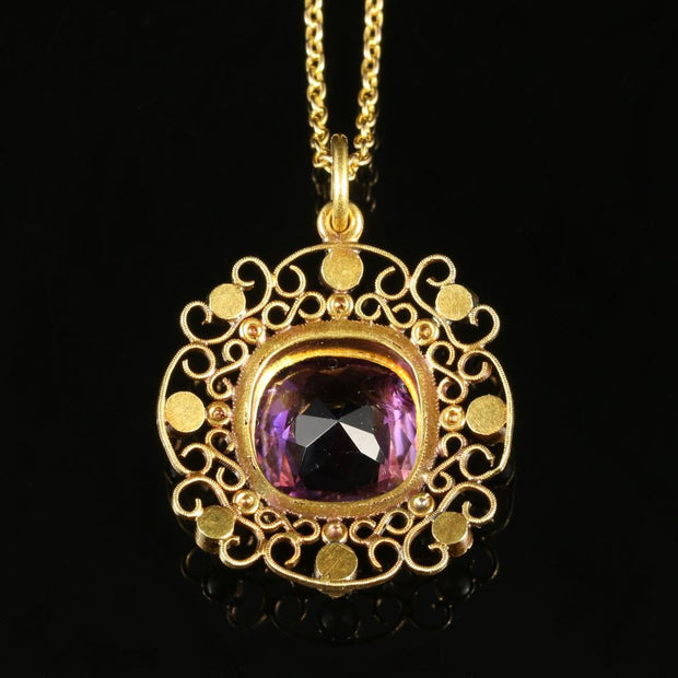 Antique Victorian Amethyst Pearl Necklace 18Ct Gold Circa 1860