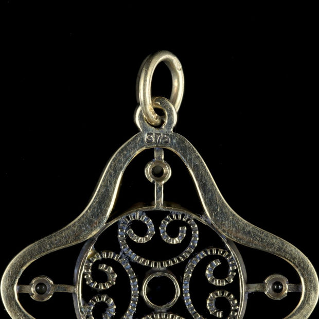 Antique Victorian Amethyst Pearl Pendant 9Ct Gold Circa 1900