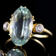 Antique Victorian Aquamarine Diamond Ring 6Ct Aquamarine Sea Green