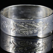 Antique Victorian Bangle Swedish Wheat Floral Engraving Silver Gold