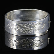 Antique Victorian Bangle Swedish Wheat Floral Engraving Silver Gold