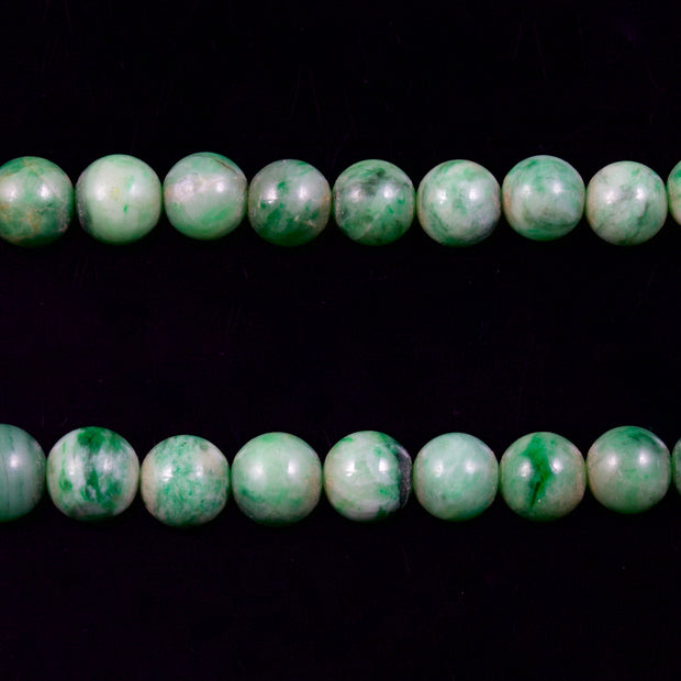 Antique Victorian Beaded Long Jade Necklace Circa 1900