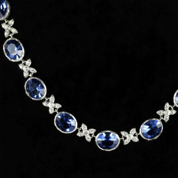 Antique Victorian Blue Paste Necklace Collar Circa 1900