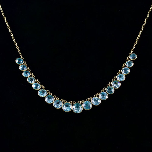 Antique Victorian Blue Zircon Necklace 9Ct Circa 1900