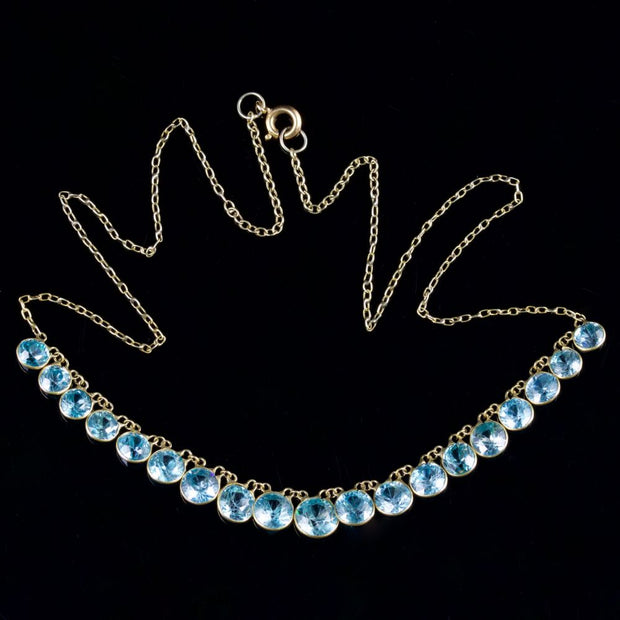 Antique Victorian Blue Zircon Necklace 9Ct Circa 1900