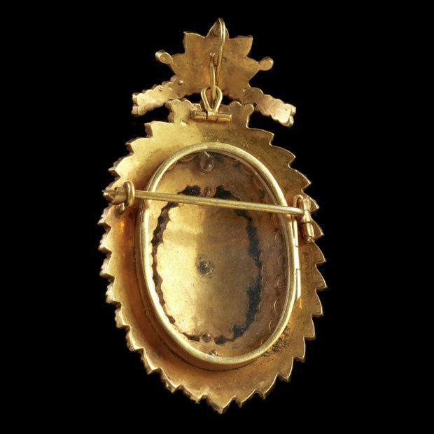Antique Victorian Bohemian Garnet Locket Brooch Circa 1880