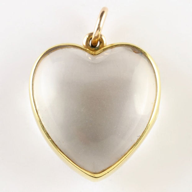 Antique Victorian Boxed Heart Locket Rock Crystal 15Ct Gold