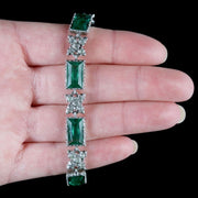 Antique Victorian Bracelet Silver Green Paste Circa 1880
