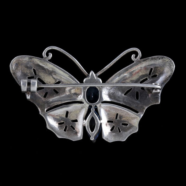 Antique Victorian Butterfly Brooch Marcasite Paste Circa 1900