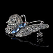 Antique Victorian Butterfly Brooch Marcasite Paste Circa 1900