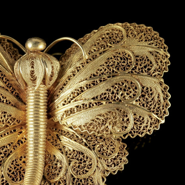 Antique Victorian Butterfly Brooch Silver 18Ct Gold Circa 1900