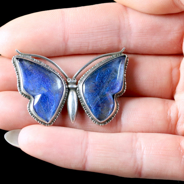 Antique Victorian Butterfly Winged Brooch Silver Circa 1900