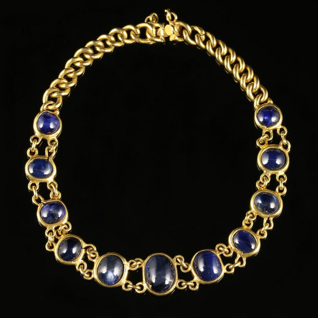 Antique Victorian Cabochon Sapphire Bracelet 18Ct Gold