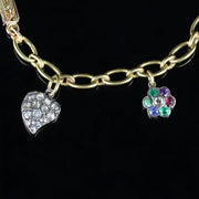 Antique Victorian Charm Bracelet Diamond 18Ct Gold Circa 1900