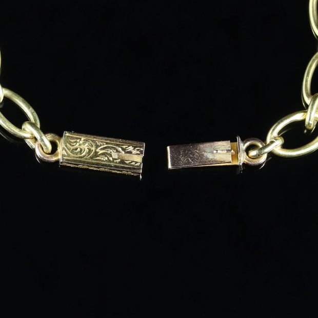 Antique Victorian Charm Bracelet Diamond 18Ct Gold Circa 1900