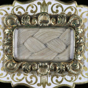 Antique Victorian Mourning Brooch White Enamel 9ct Gold
