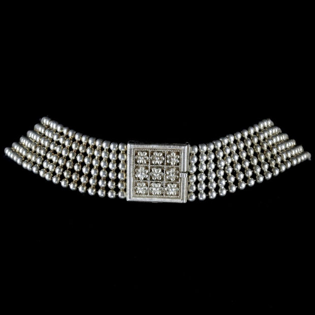 Antique Victorian Choker Necklace Silver Bracelets Circa 1880