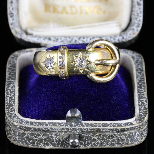 Antique Victorian Diamond Buckle Ring 18Ct Gold Dated 1900