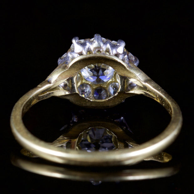 Antique Victorian Diamond Cluster Ring 1.30Ct 18Ct Platinum Circa 1880