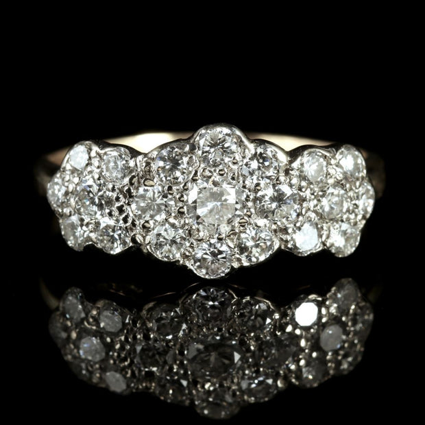 Antique Victorian Diamond Cluster Ring 18Ct Gold 1.50Ct Of Diamonds