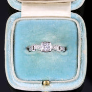 Antique Victorian Diamond Engagement Heart Ring 18Ct White Gold Circa 1900