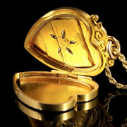 Antique Victorian Diamond Locket Heart Locket And Chain 15Ct Gold