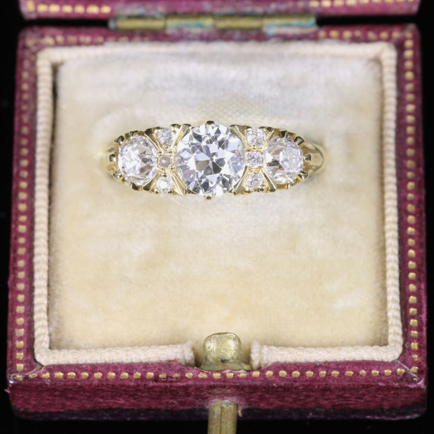 Antique Victorian Diamond Ring 18Ct Gold 2.20Ct Diamonds