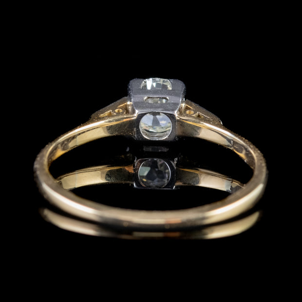 Antique Victorian Diamond Solitaire Ring 18Ct Gold Platinum 0.50Ct