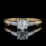 Antique Victorian Diamond Solitaire Ring 18Ct Gold Platinum 0.50Ct