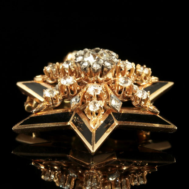 Antique Victorian Diamond Star Pendant Brooch Original Box Circa 1900