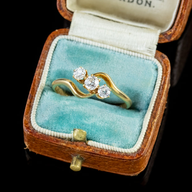 Antique Victorian Diamond Trilogy Ring 18Ct Gold Circa 1900
