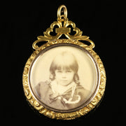 Antique Victorian Double Photo Pendant 15Ct Gold Circa 1900